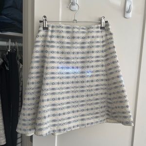 J. Crew cream and blue A line shimmery skirt